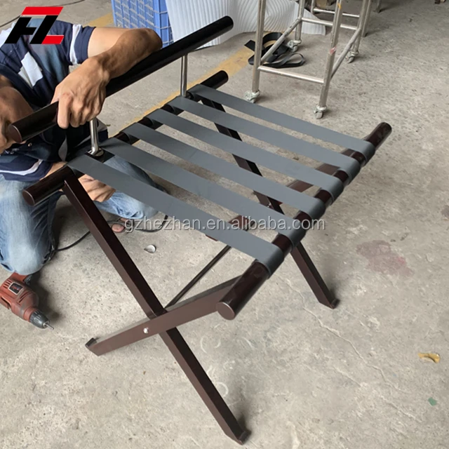 
Customized Hotel Room Wooden Folding Luggage Rack With Back rest WallSaver Luggage Rack 