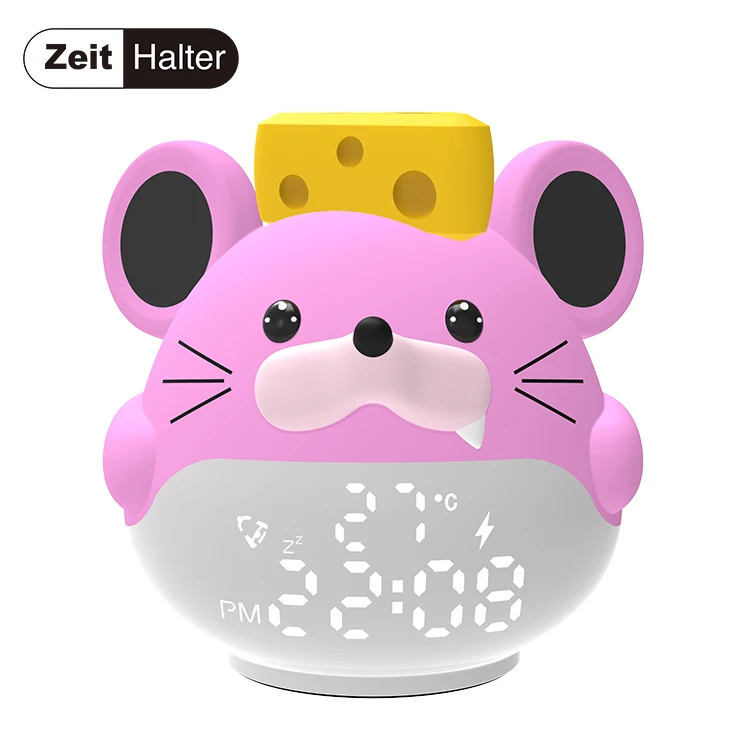 

New Popular Silicone Animal Digital Alarm Clock Temperature Calendar Animal Cat Shaped Plastic Clock, White, yellow, blue, pink or customized