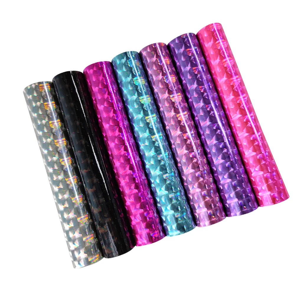 

Laser Dot Star Printed Pattern Velvet Backing Holographic PU Leather Roll for Making Craft Handbag