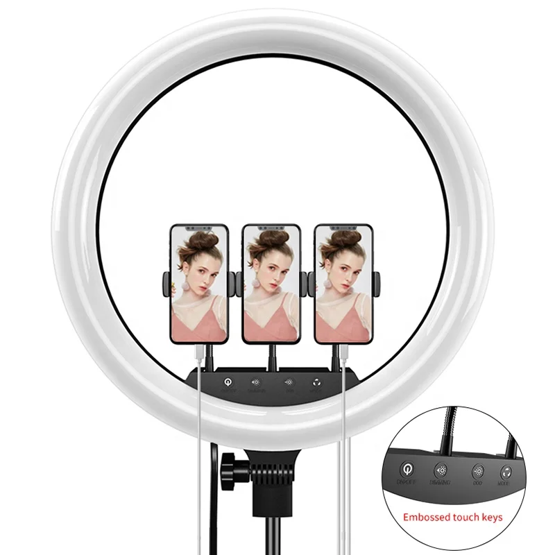 

45cm 18inch Adjustable Touch Camera Selfie Timer For Live Makeup YouTube Video Led Circle Ring Light