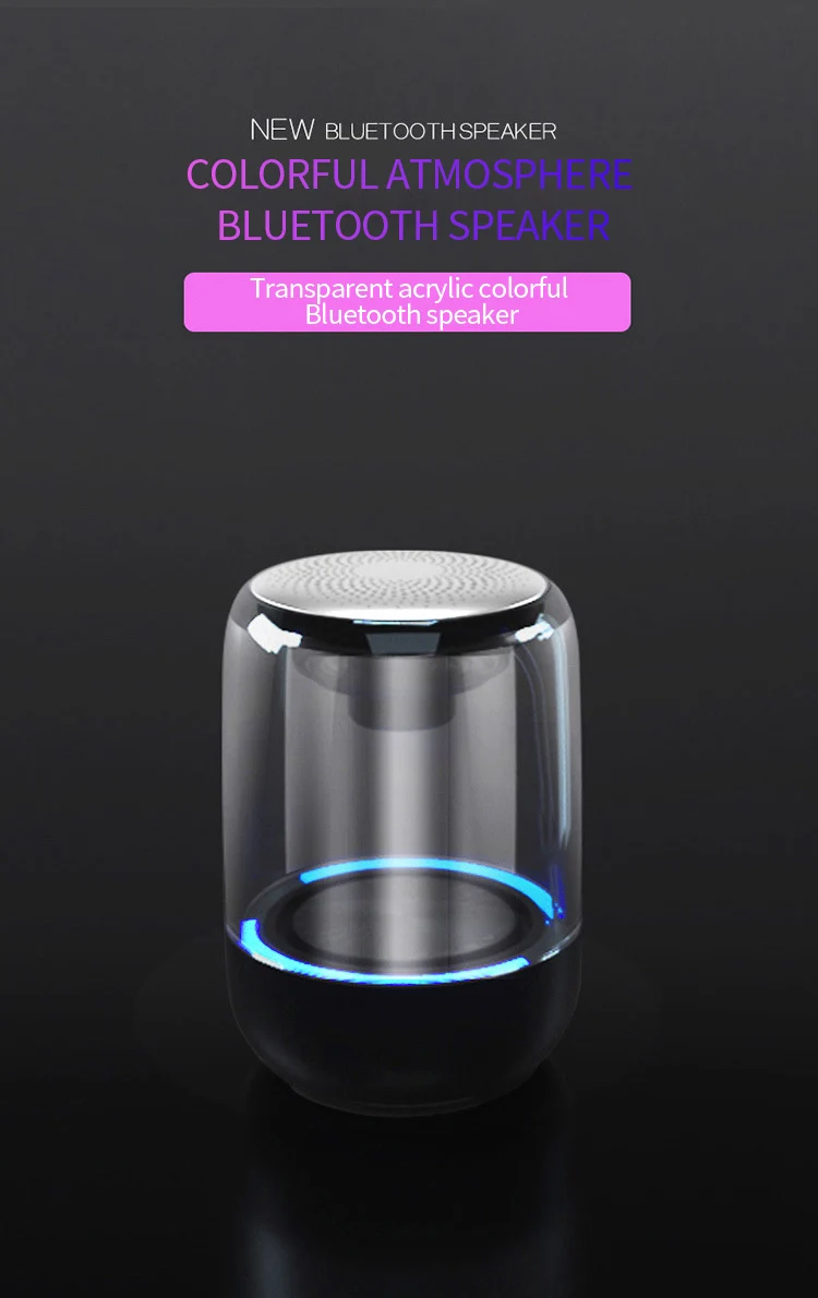 2020 high quality LED light transparent Bluetooth speaker