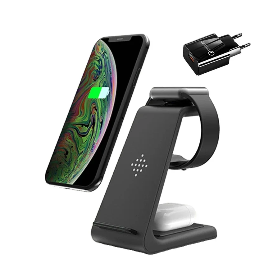 

QI 15W Fast Wireless Charger Station For iPhone 12/11/8 Pro Max 3 in 1 Wireless Charging Stand For Watch