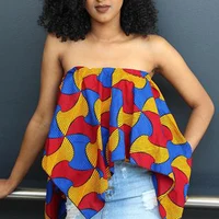 

Sexy African Wax Print floral Pattern Off Shoulder Clothing Crop Top Women Tops