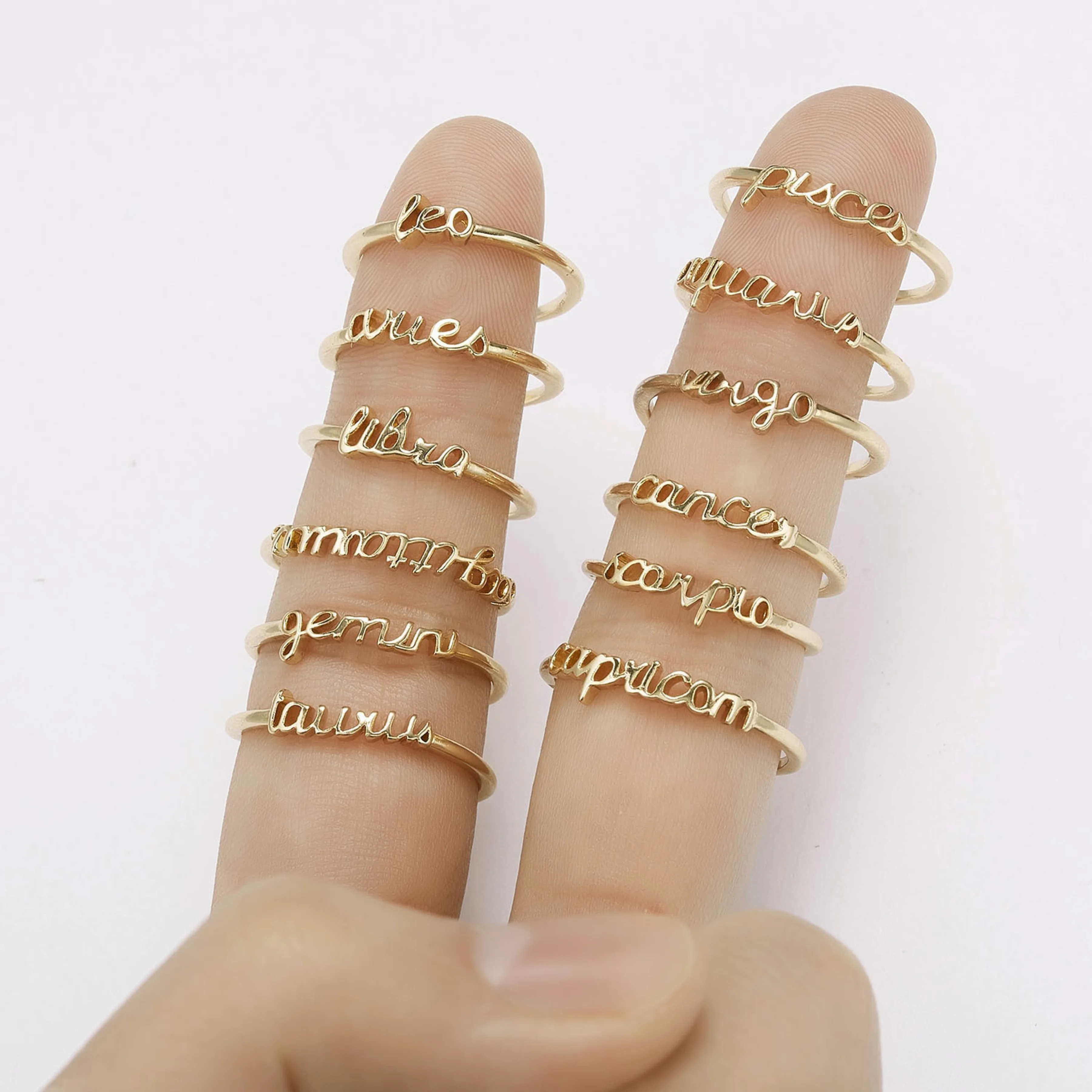 

18k stainless steel horoscope zodiac sign adjustable rings women, Gold
