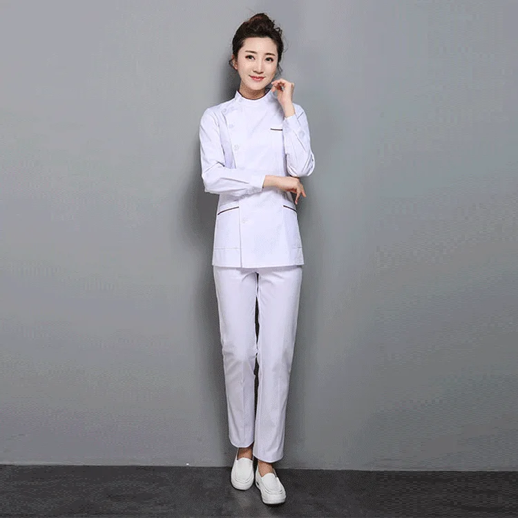 

stand collar nurse designs scrub suit white hospital uniform