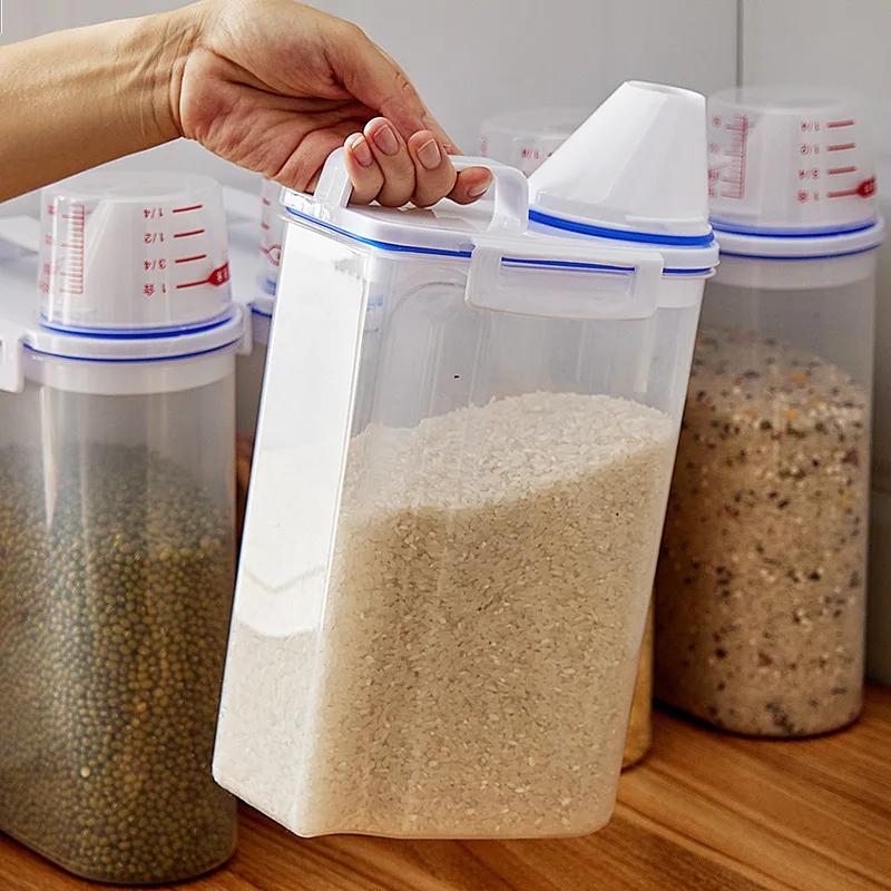 

Transparent Coarse Grain Tank Plastic Kitchen Sealed Tank Rice Bucket Storage Tank Storage Box