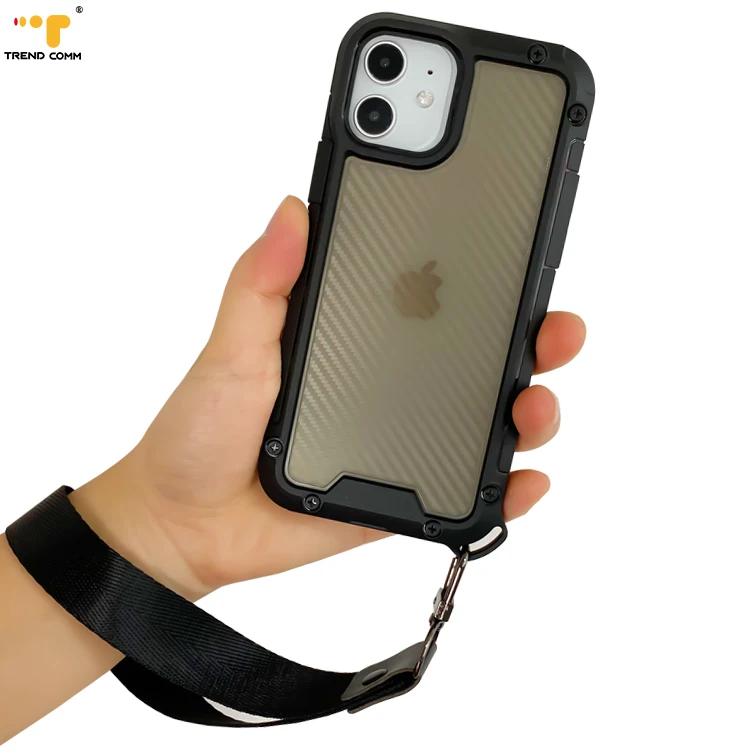 

New Arrival Hard Clear TPU PC Phone Case With Hanging Chain For iPhone