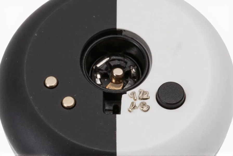 Close-up view of battery powered salt and pepper grinder mechanism showing internal components