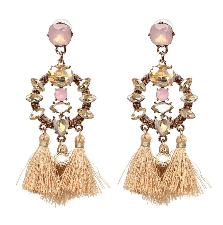 

Hot selling tassel earrings wholesale jewelry high-end crystal earrings
