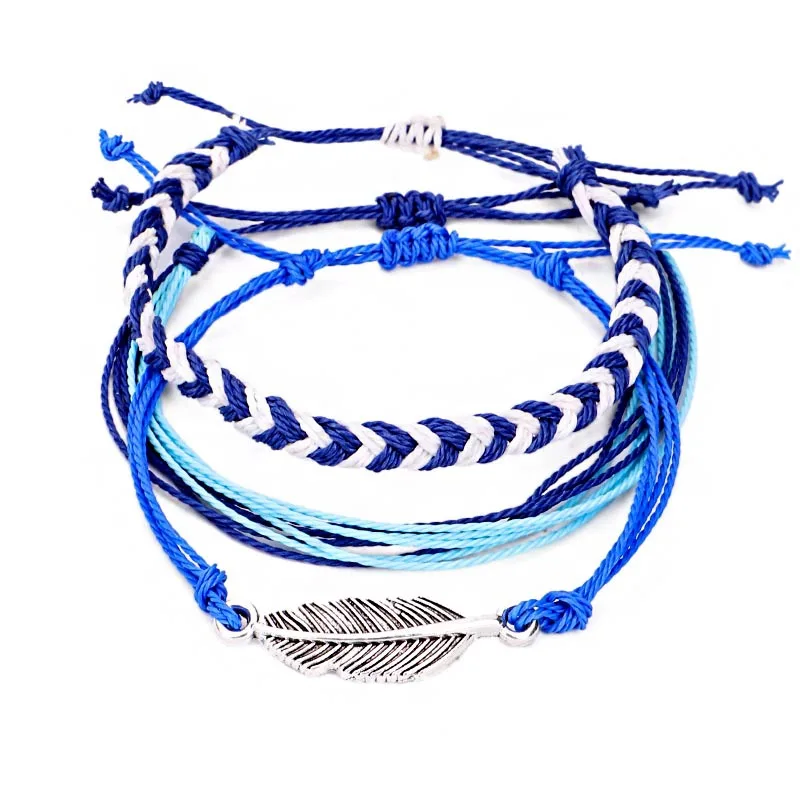 

Couple bracelet set hand-woven waterproof wax thread bracelet, As pitures