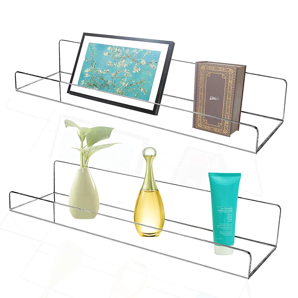 Hidden Floating Acrylic Wall Shelf Bracket 3pc Wall Mounted Storage