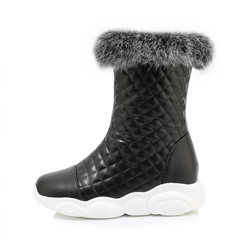 

Winter round-headed rabbit hair Leisure side Zipper Ladies'booties