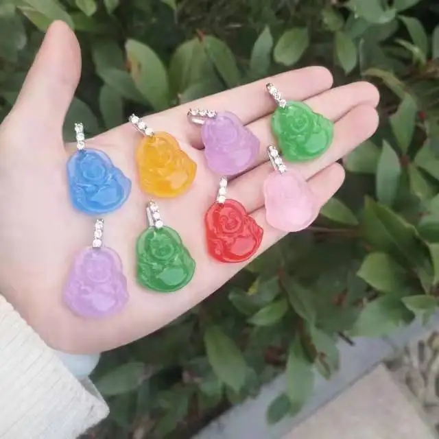 

HOT! Wholesale Jewelry natural laughing buddha jade pandents Necklace
