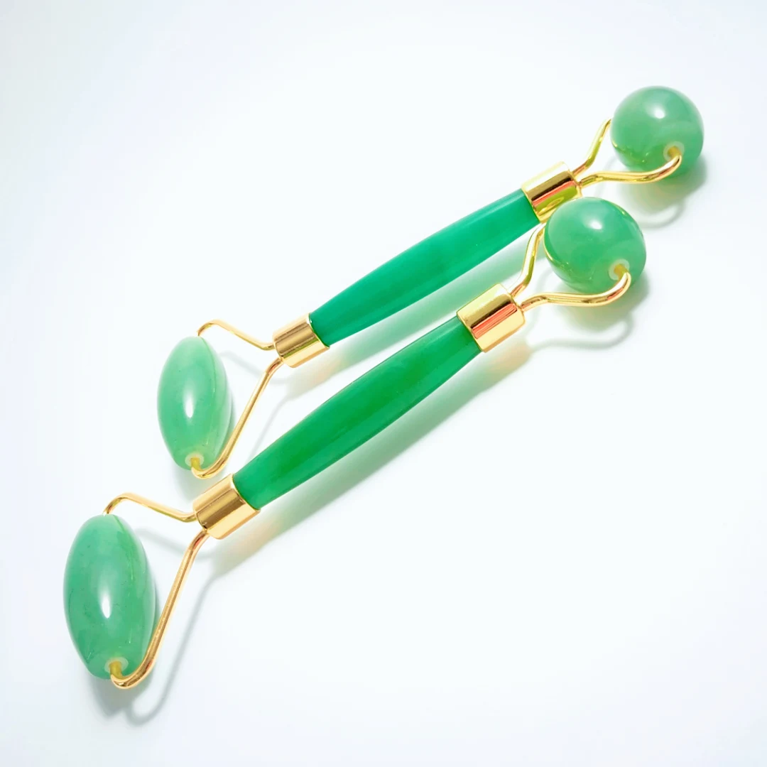 

100% natural high quality facial skin stone roller 100% natural green aventurine roller customized