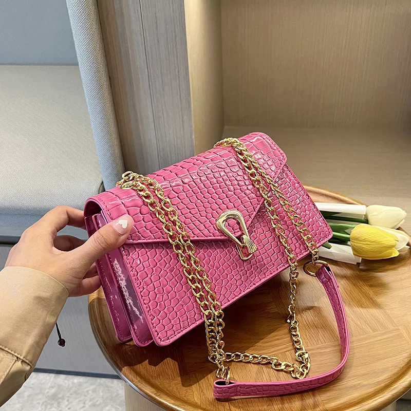 

bolsos para mujeres fashion lock buckle Messenger crocodile pattern shoulder chain bags for women's 2023 small square bag