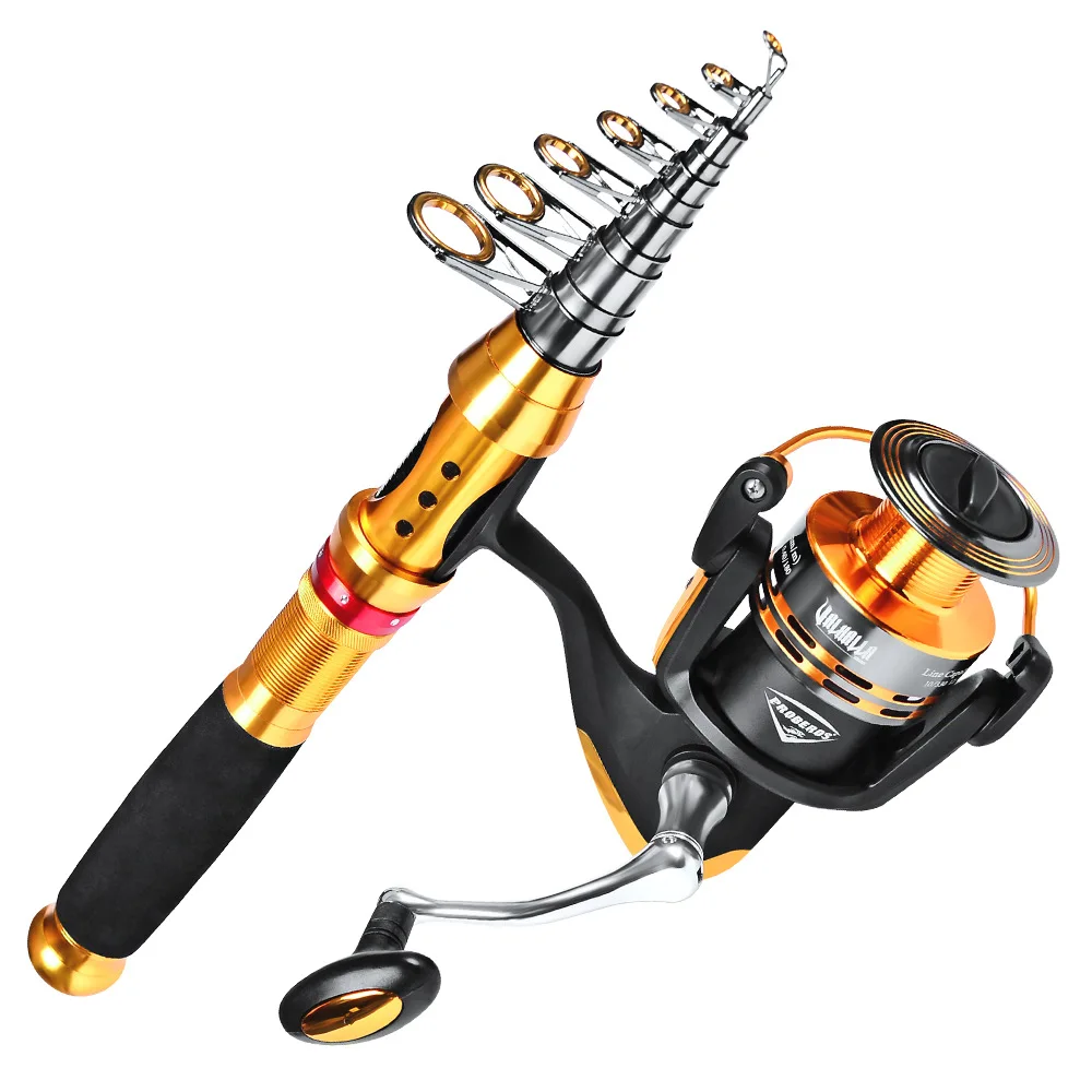

High carbon ultralight in stock portable Spinning telescopic fishing rod and reel combo set fishing rod with reel
