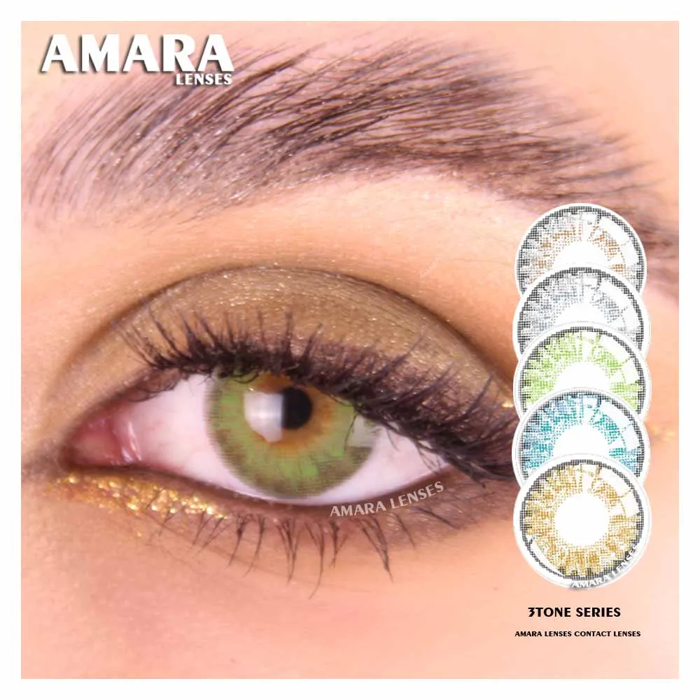 

AMARA LENSES 1Pair 3 TONE Series Cosmetic Contact Lenses Colored Lenses for Eyes Fresh Tone Color Contact Lenses, 12color