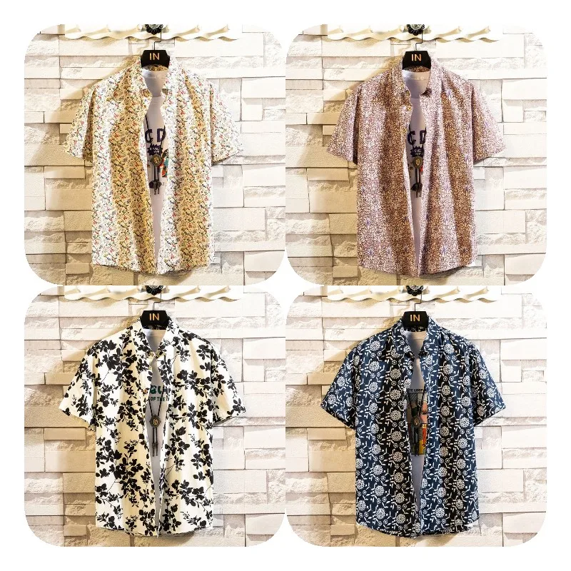 

Individual summer men's short sleeve barber's shirt thin fashion men's printed night club shirt, Picture shown