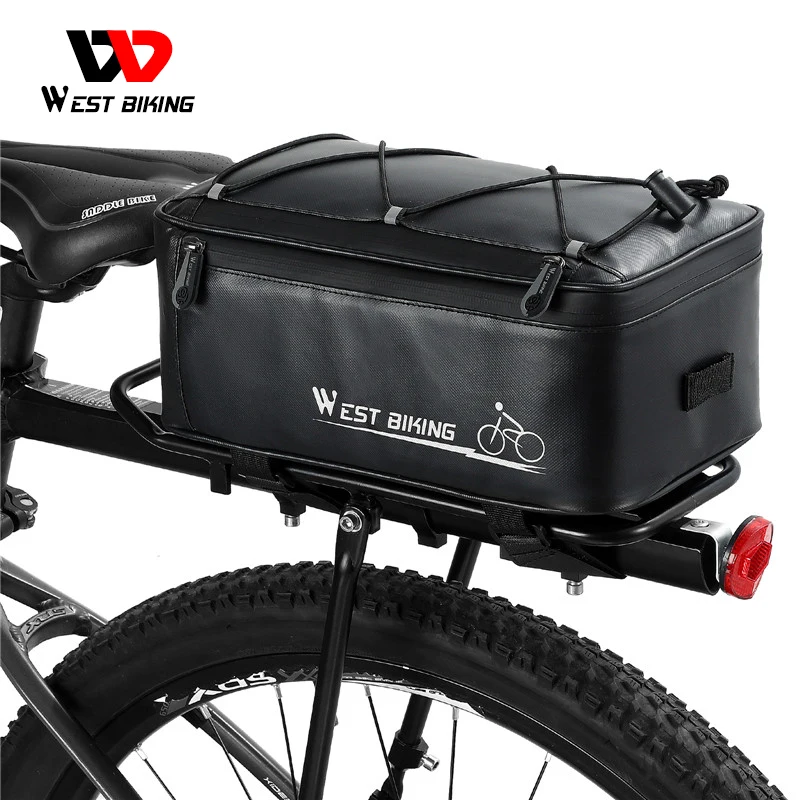 

WEST BIKING Waterproof Ultralight Portable Cycling Rear Rack Bag MTB Road Bicycle Panniers Large Capacity Bike Composition Bag, Black