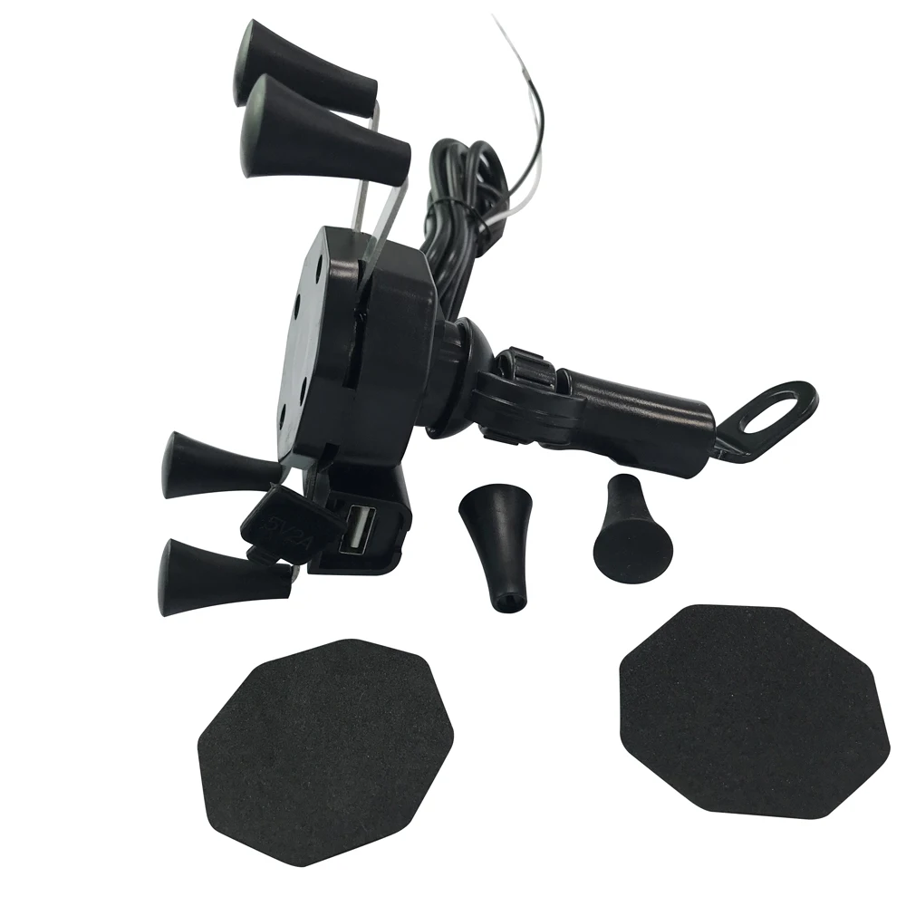 Motorcycle Cell Phone Plastic Mount Holder Waterproof Mobile Phone Holder with USB Charger 360 Rotation