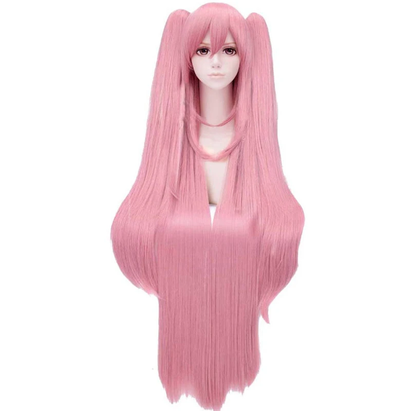 

Anime Cosplay Wig Pink Straight Long 40 Inch Hair High Temperature Silk Natural Comic Exhibition Wigs