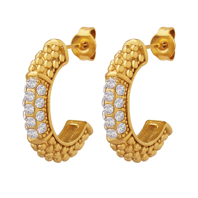 

Vintage 18K stainless steel zircon earrings jewelry wholesale earrings
