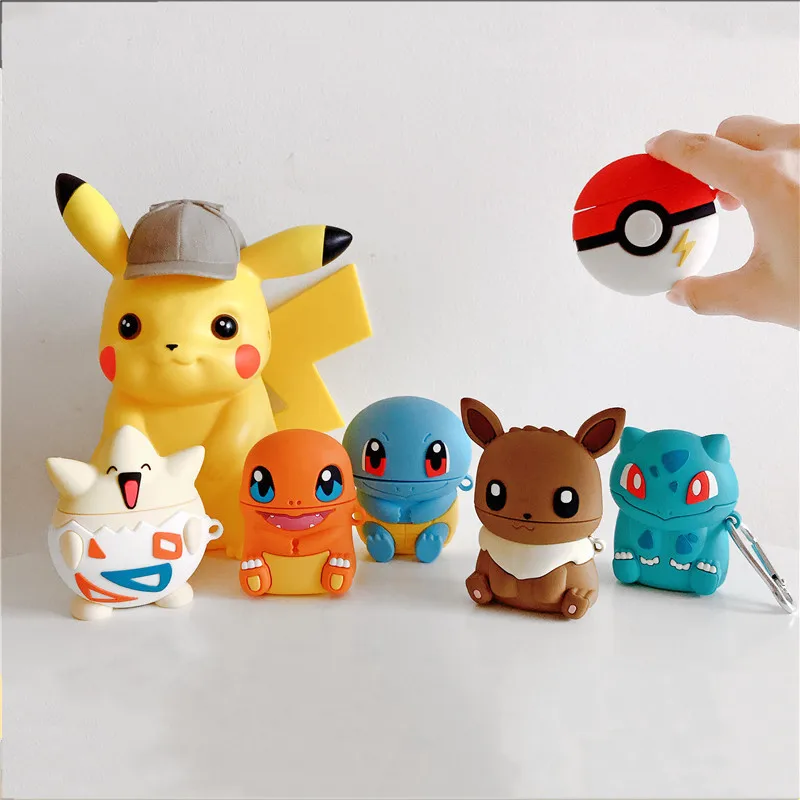 

Protective for Airpods Cover 1 2 3D Lovely Pokemon Design Wholesale Shockproof Silicone for Airpods Cases Pro for Apple Air pod