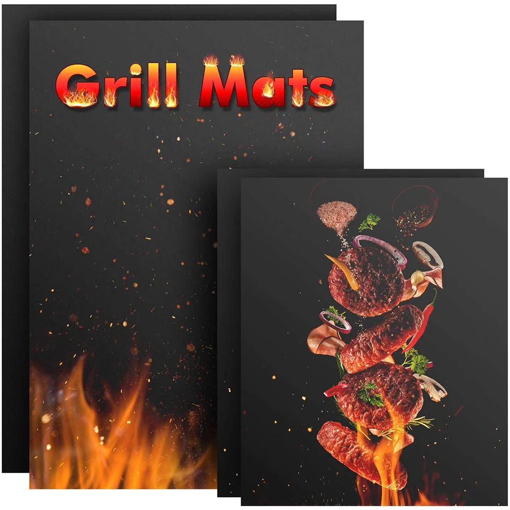 

High temperature ptfe coated nonstick fireproof charcoal bbq grill mat