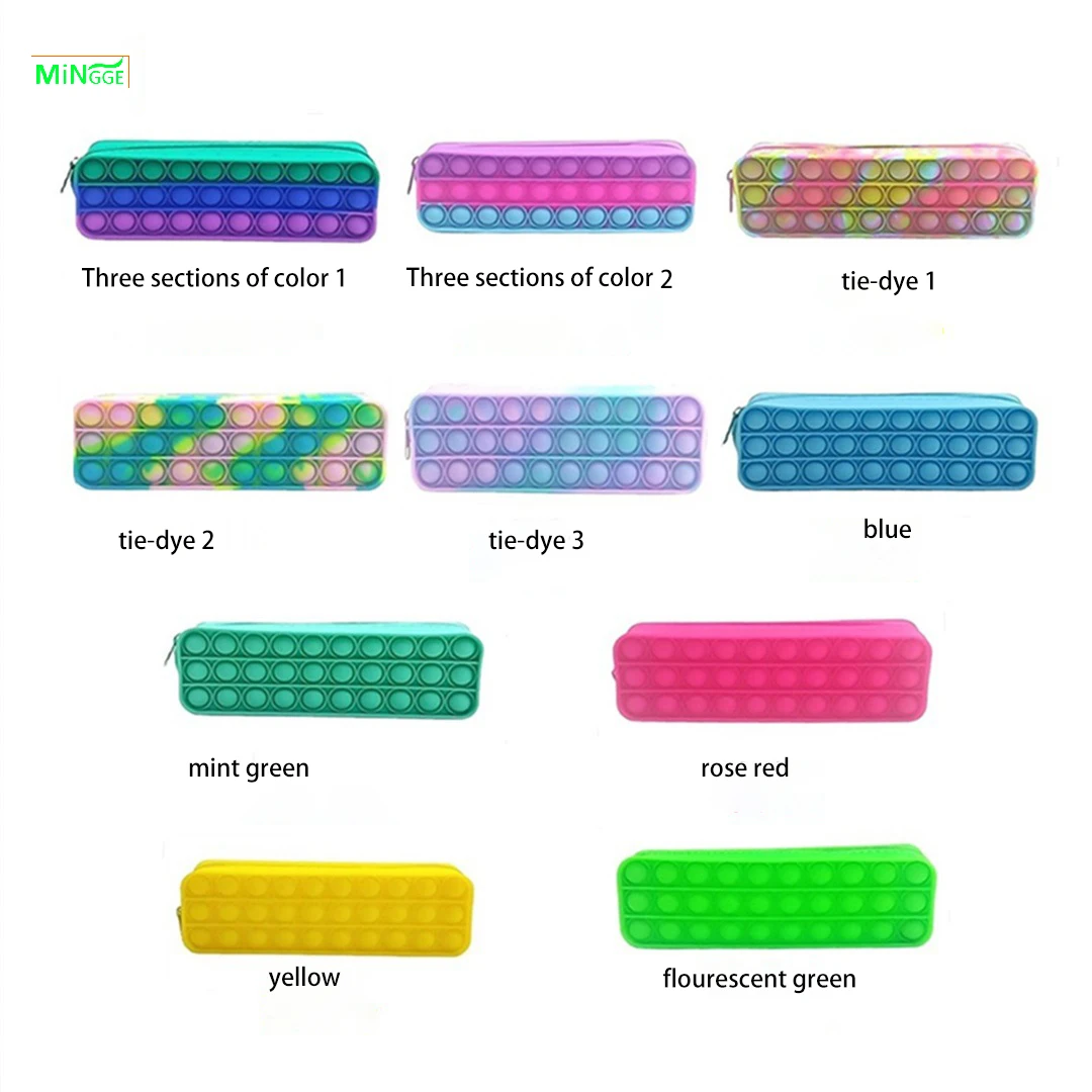 

Pencil Pen Case Simple Sensory Silicone Bubble Toy Stationery Storage Bag Decompression Toy for Kids, Customized color