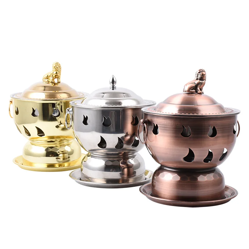 

Single Mini Small Restaurant Gold Furnace food warmer Stainless Steel stock pot Conjoined hot pot Shabu Shabu Alcohol Stove, Silver/golden/bronze/copper