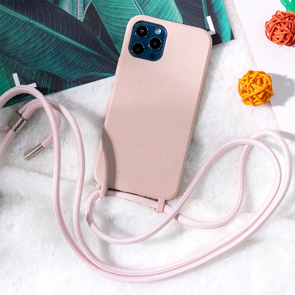 

2021 summer new arrivals bio degradable phone case recycle flexible necklace phone case for iphone 11 pro phone accessories