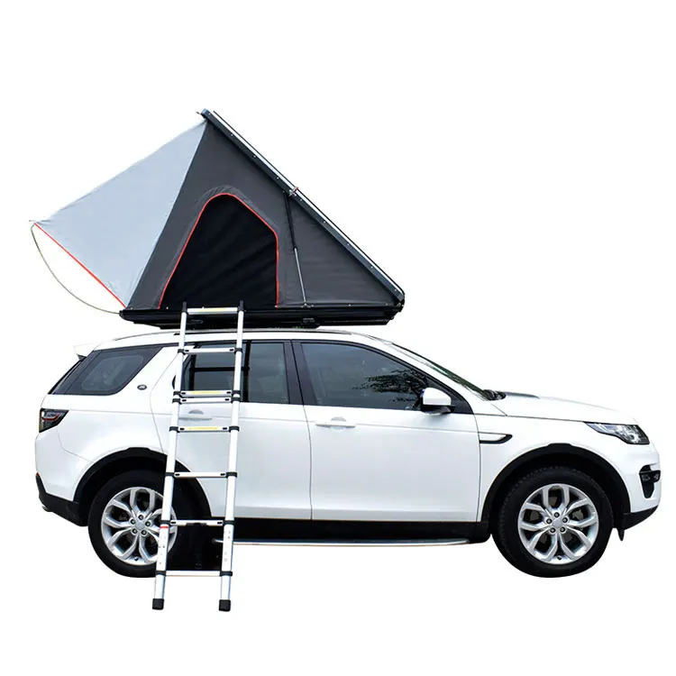 

New folding outdoor canvas camping Triangle aluminum automatic hard shell car roof top tent for suv, Black/grey or customize