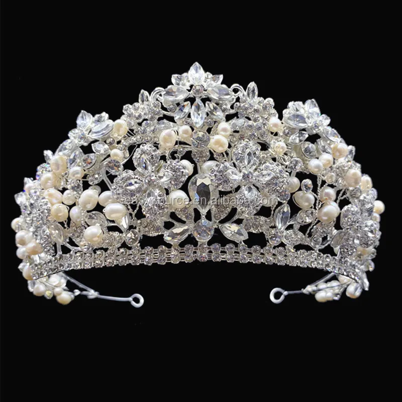 

RE3915 Unique Design Fresh Water Pearl Bridal Tiara Crown wedding headpiece handmade hair accessories