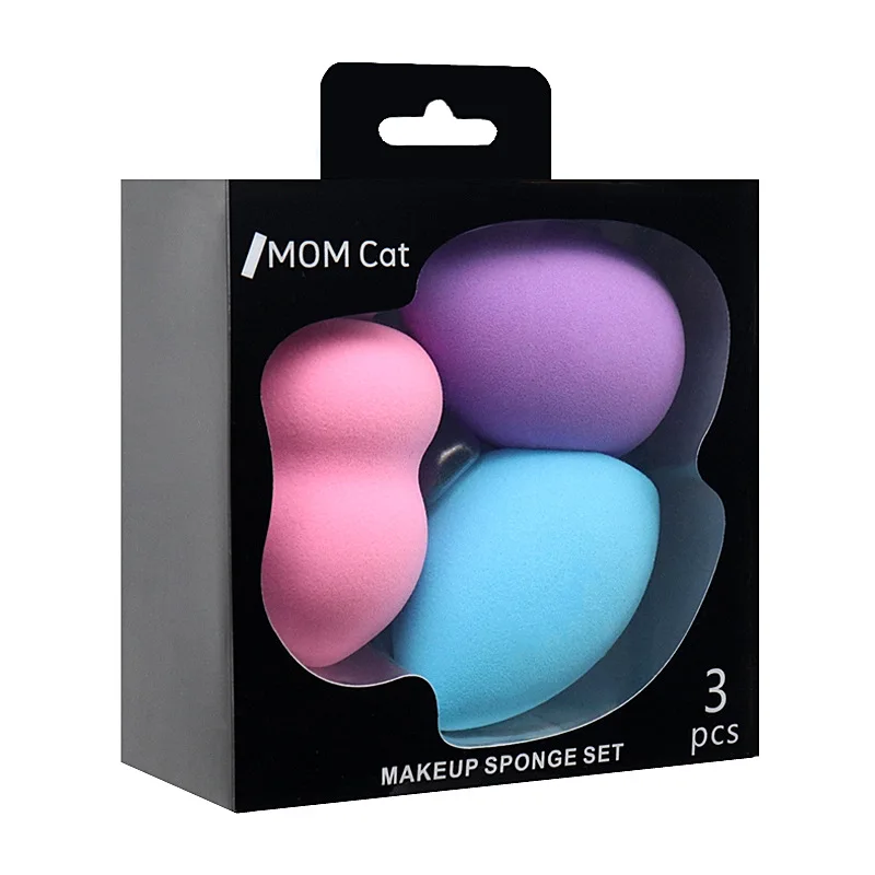 

Hot Sales 3 Pieces Beauty Makeup Egg Set Water Gourd Diagonal Cut Non-latex Makeup Sponge