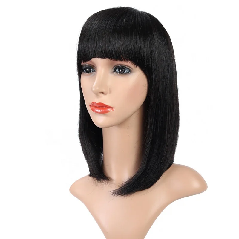 

8-16inch 150% Natural Black peruvian hd brazilian human hair wigs