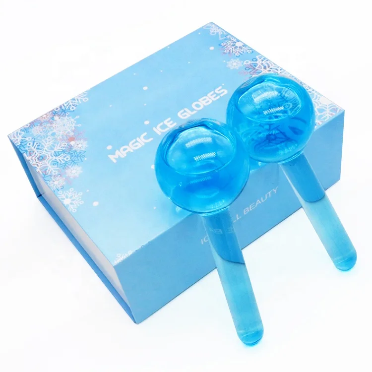 

New Product Wholesale Factory Wave Massage Ball Summer Cooling Facial Ice Globes Roller, Blue