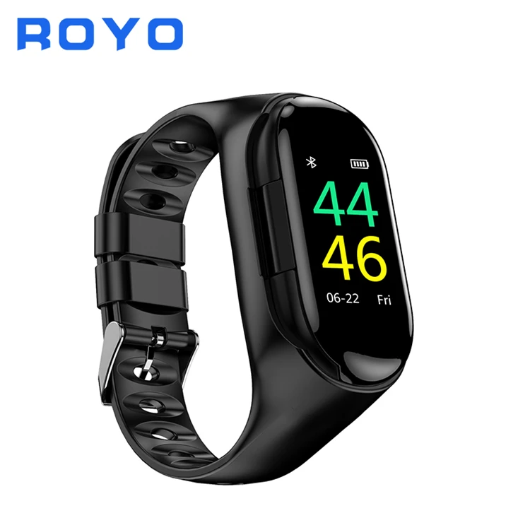 

Royo M1 water proof tws smart bracelet with wireless earphone 2021 wireless blue tooth earbuds watch set