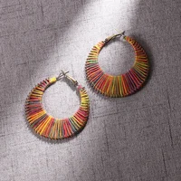 

Fashion Bohemian Ethnic Style Geometric Oval Handmade Winding Earrings