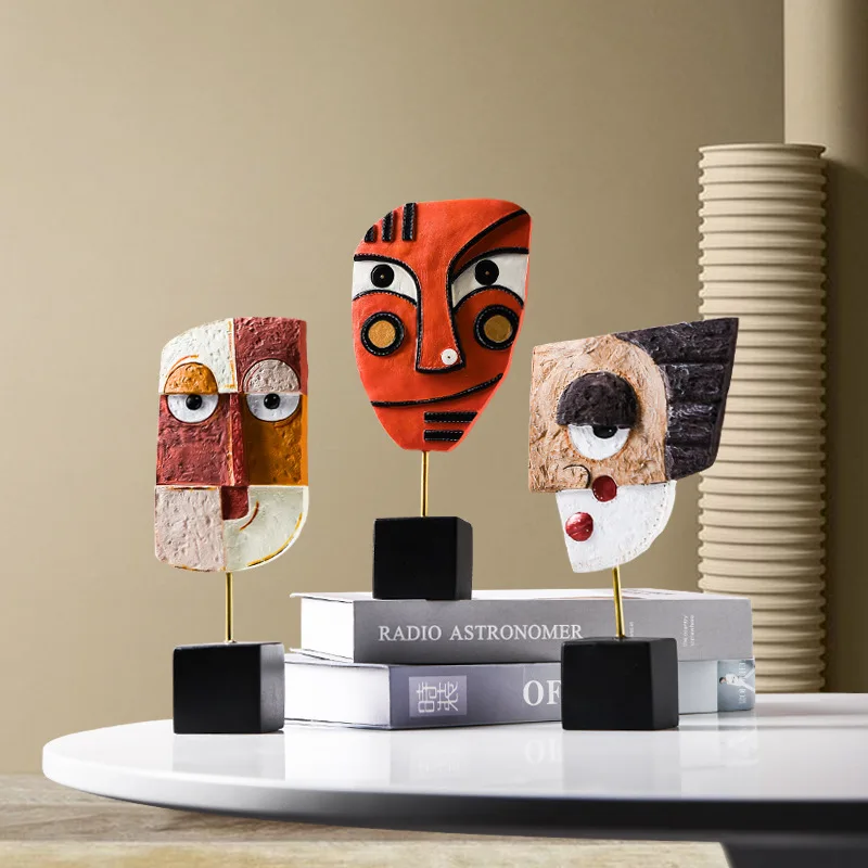 

Nordic resin crafts living room office decoration furnishings abstract face art ornament wholesale home accessories decor, Mix colors