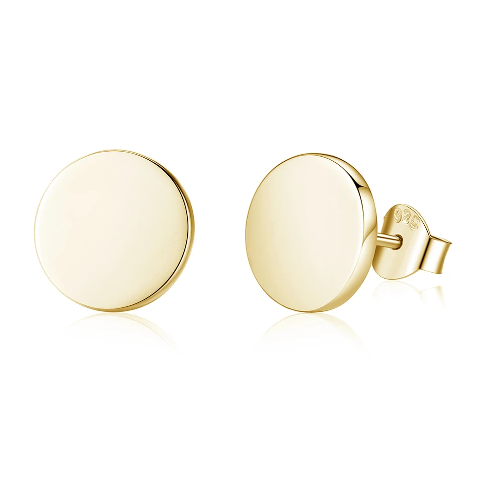 

Personalized Earrings Jewelry 925 Sterling Silver Gold Round Shape Custom Name Stud Earrings