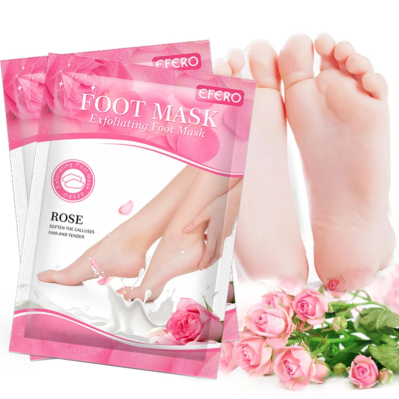 

OEM efero rose foot peel mask exfoliating remove foot dead skin moisturizing care for foot/hands removal of keratinized skin