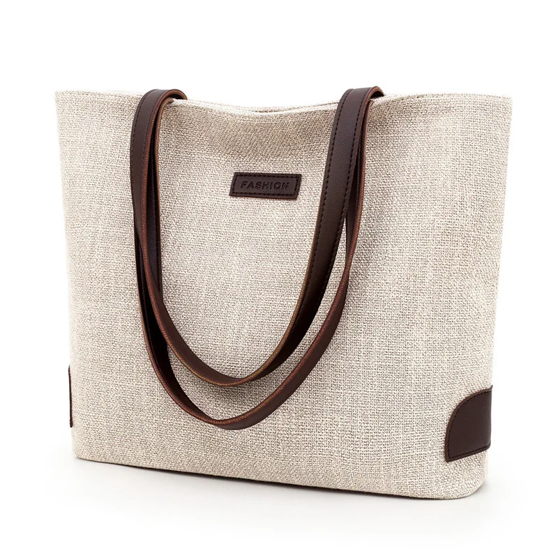 

New Fashion Canvas Tote Bag Women Simple Handbag Shoulder Leisure Large Capacity Bag Canvas Tote Bag, 3 colors