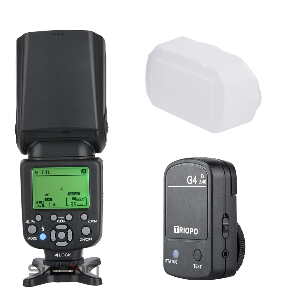 

Triopo TR-982C III TTL Camera Speedlite Flash Light GN58 with LCD+G4 2.4G For EOS 5D Mark ii iii 6D 7D 60D 70D 60