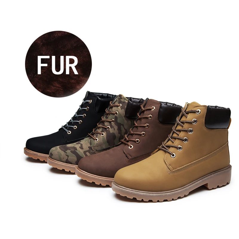 

winter artificial leather martin boot for men shoes keep warm ankle boots outdoor fur plush snow boots