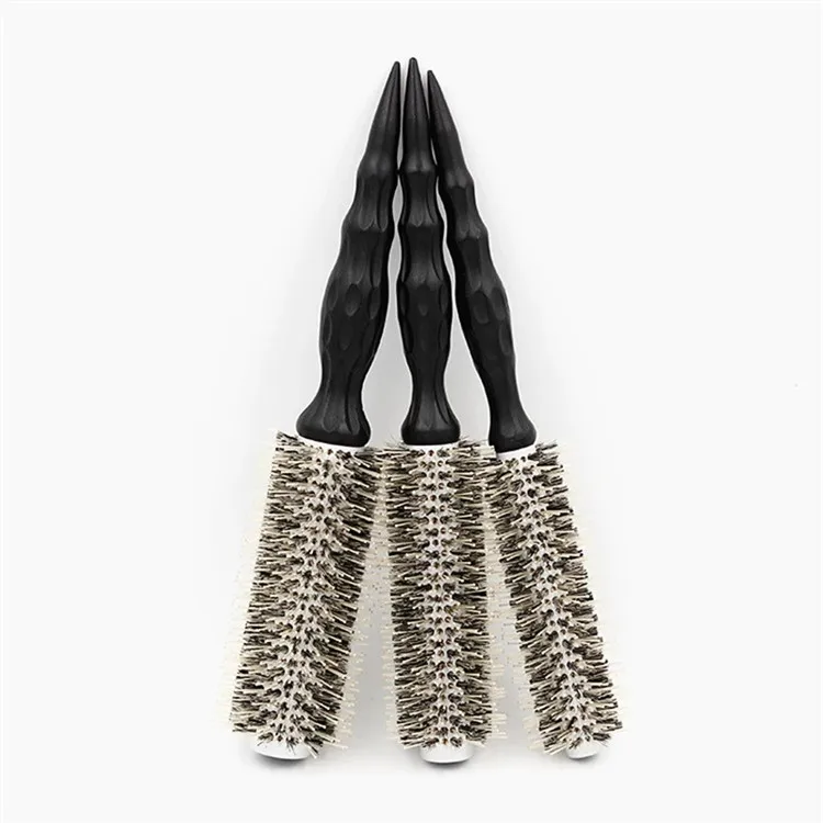 

Boar Bristle Groove Design Handle Round Brushes For Hair Professional
