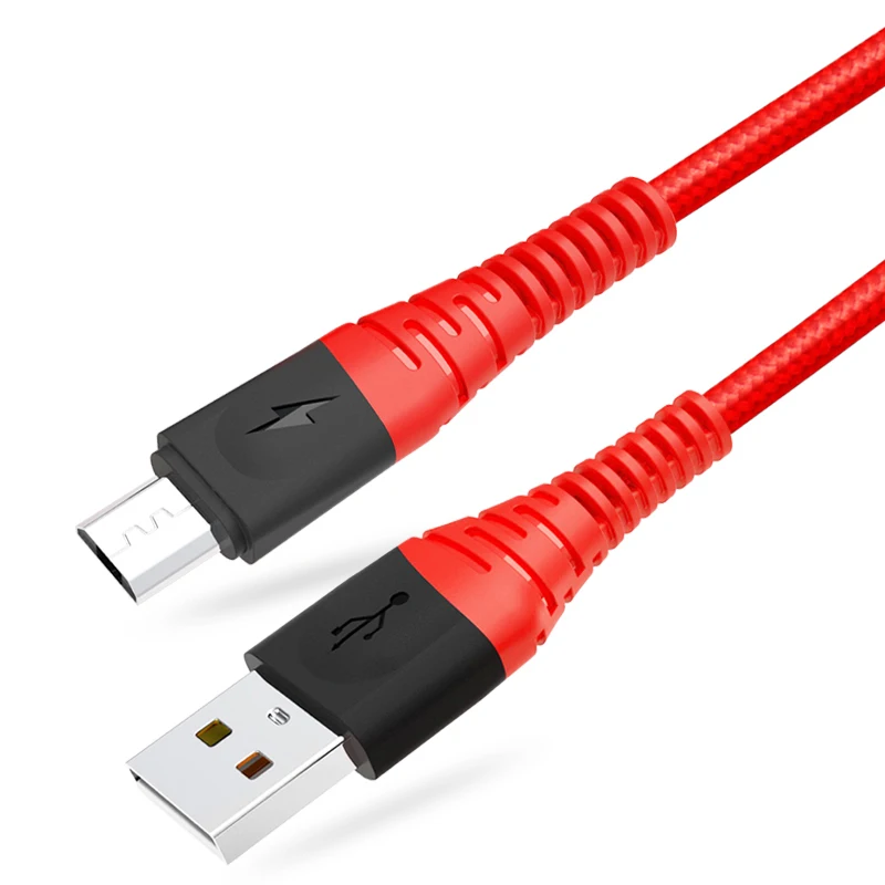 

cheap price hot selling mermaid protector braided V8 micro usb data charging cable for Motorola Android smart phone Kindle PS4, Red black oem