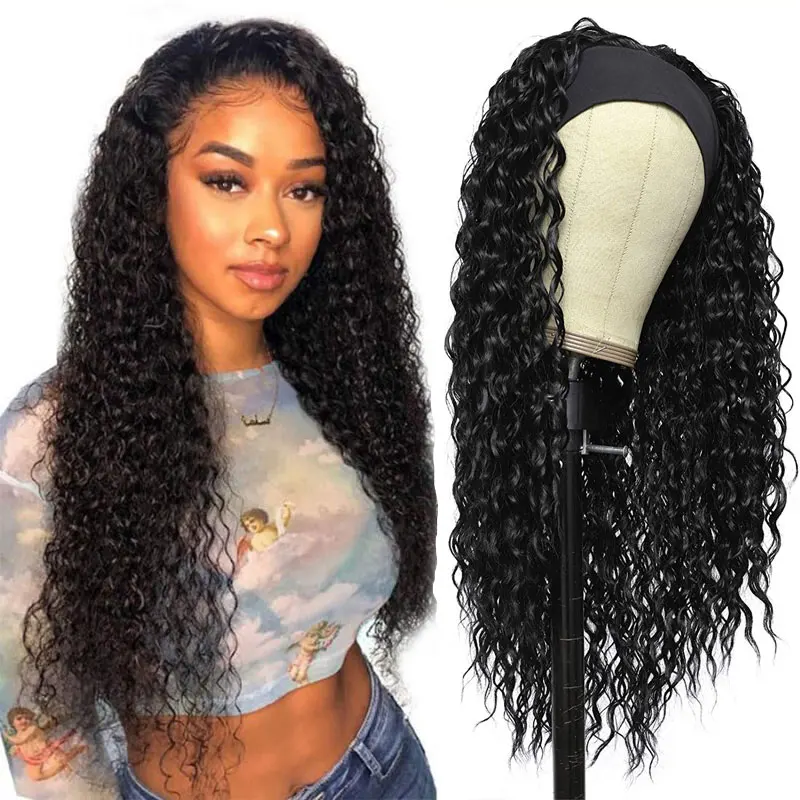 

G&T Wig Wholesale Headband Wig for Women Kinky Curly Hair Heat Resistant Synthetic Fiber for Daily Party Use, Black