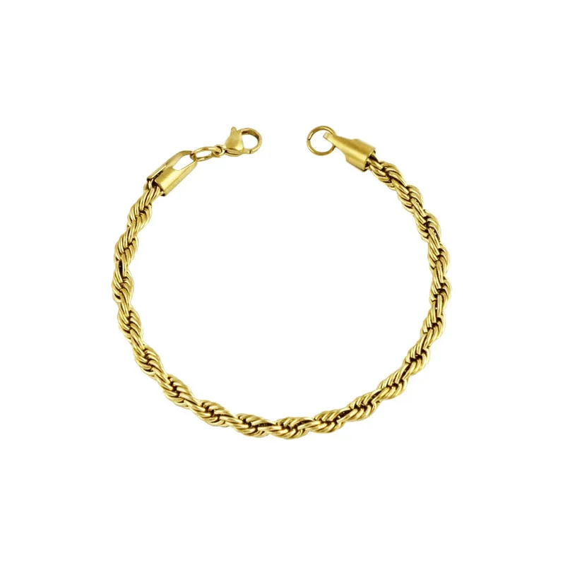 

18K gold Titanium steel chunky twist rope link chain women bracelet, Gold/rose gold/silver