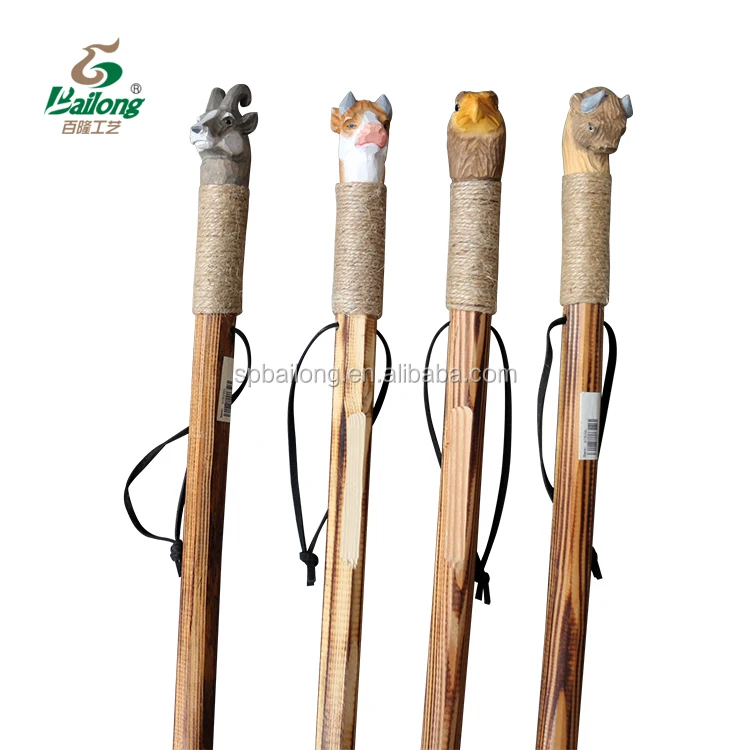 122cm Outdoor Hiking Animal Head Carving Wooden Walking Stick Buy