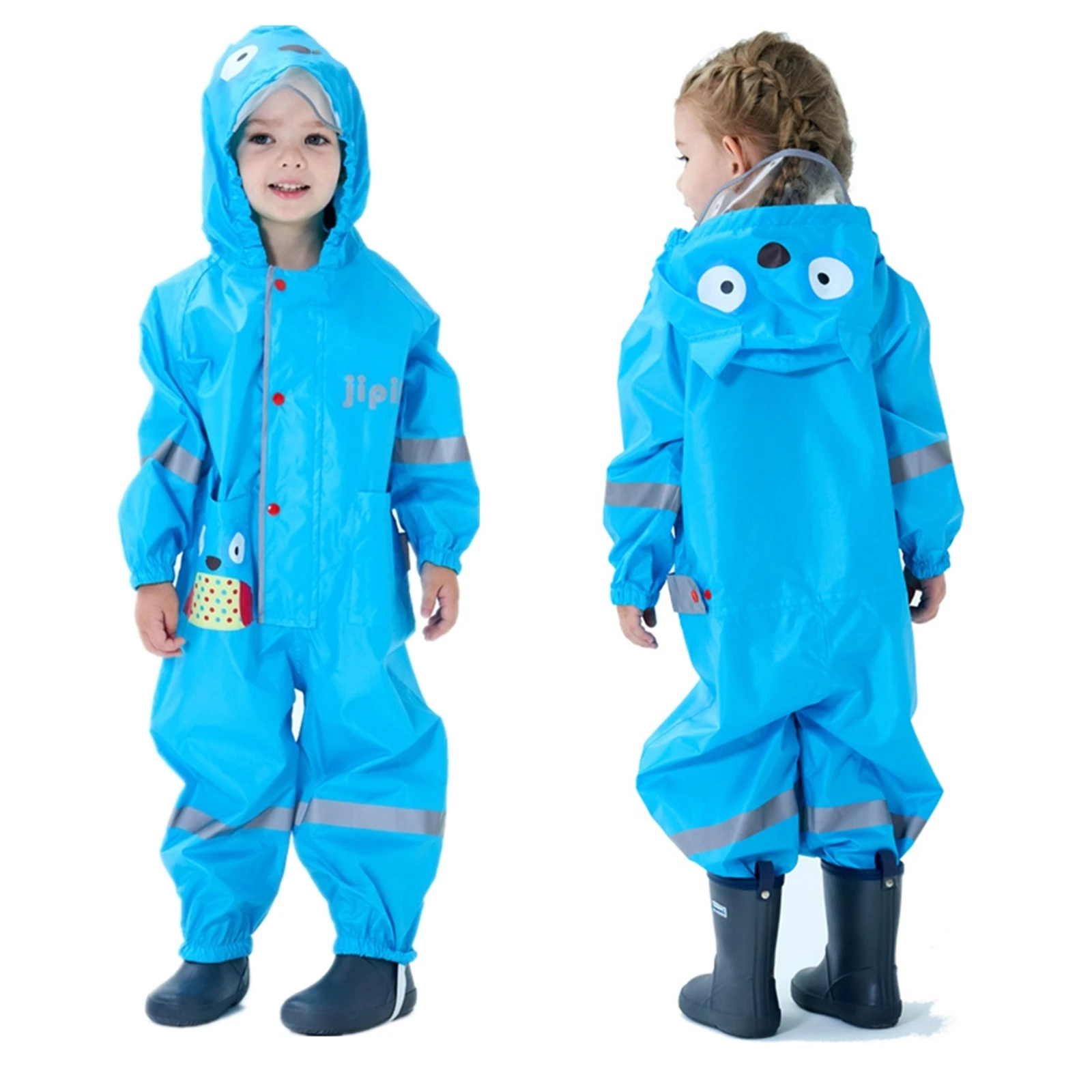 

Kids Raincoat Toddler Poncho One Piece Rainwear Hooded Waterproof Muddy Jumpsuit, Customized color